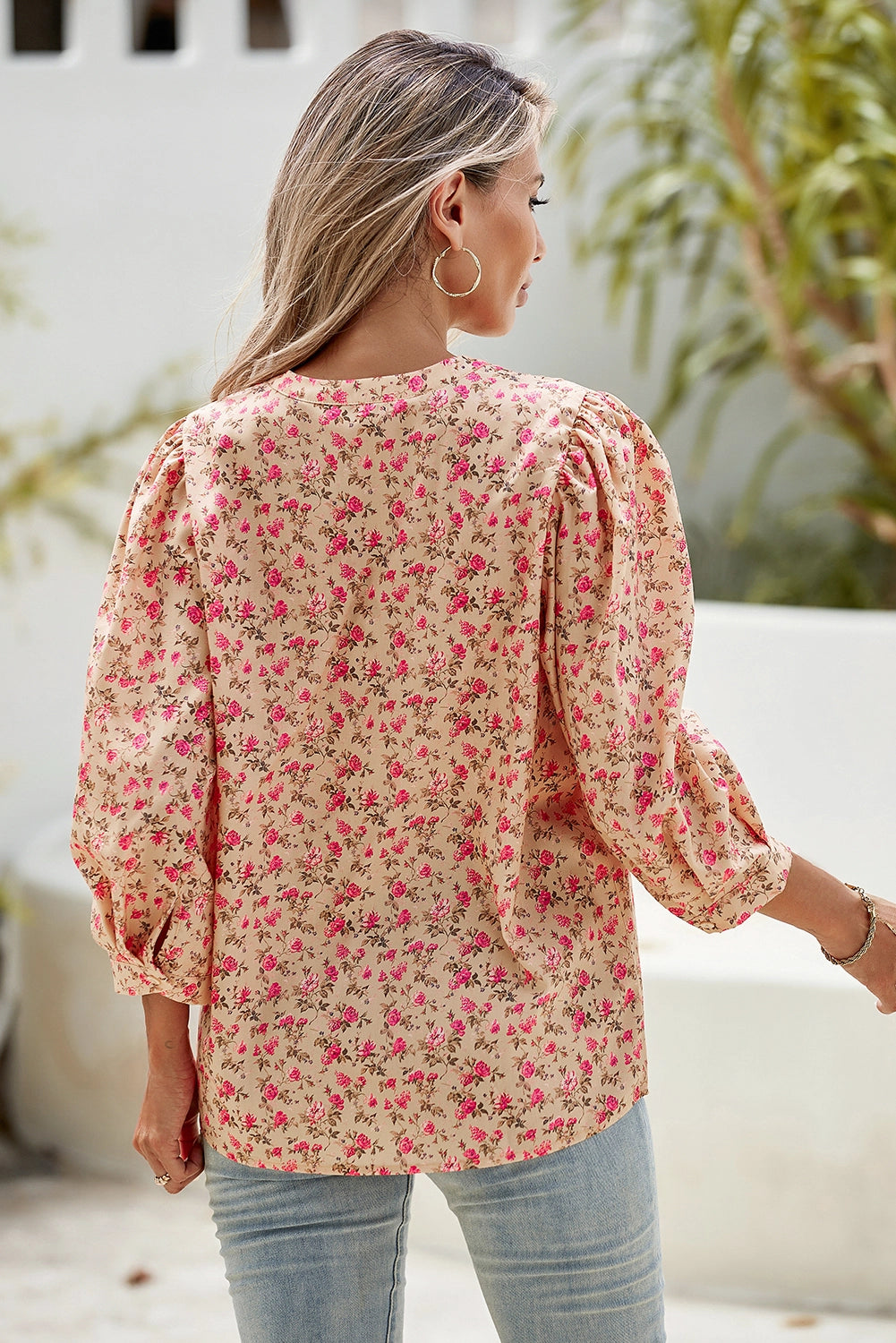 Floral Print Bow Top
