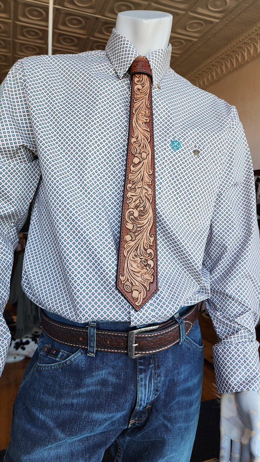 Tooled Leather Tie