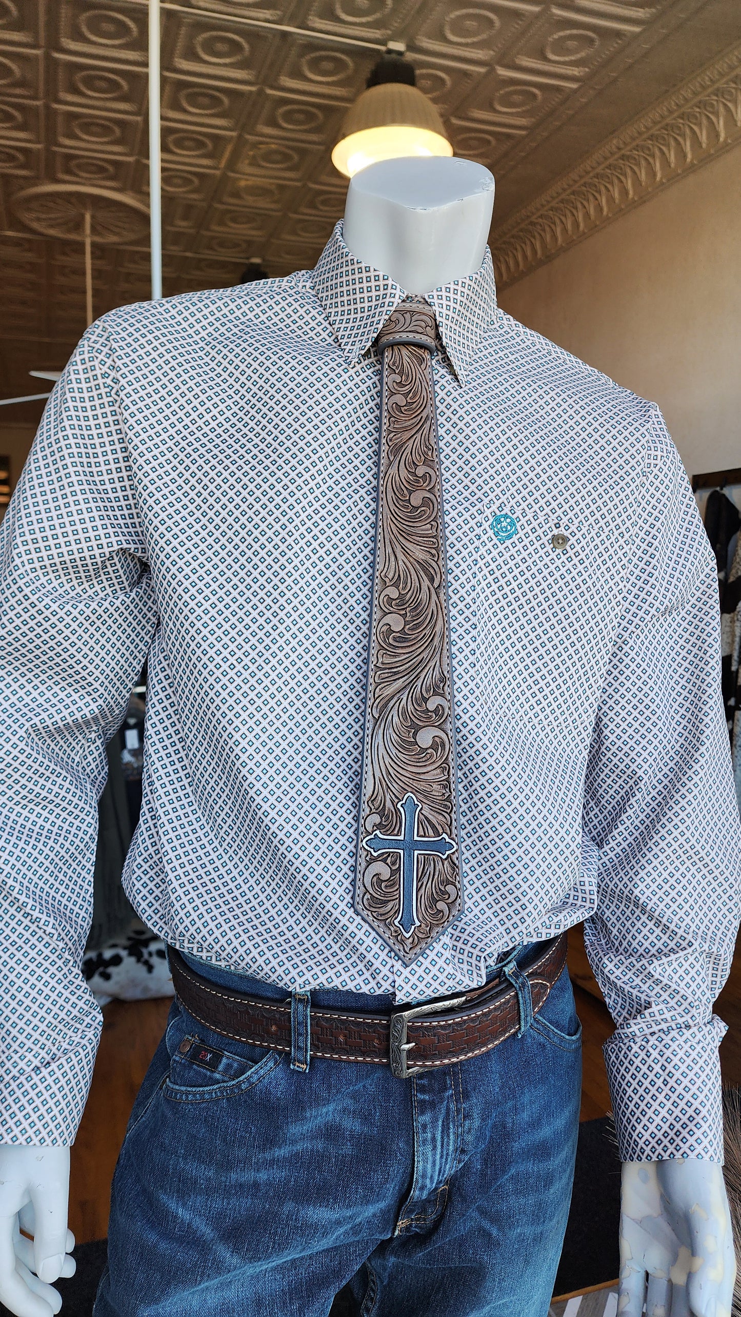 Tooled Leather Tie