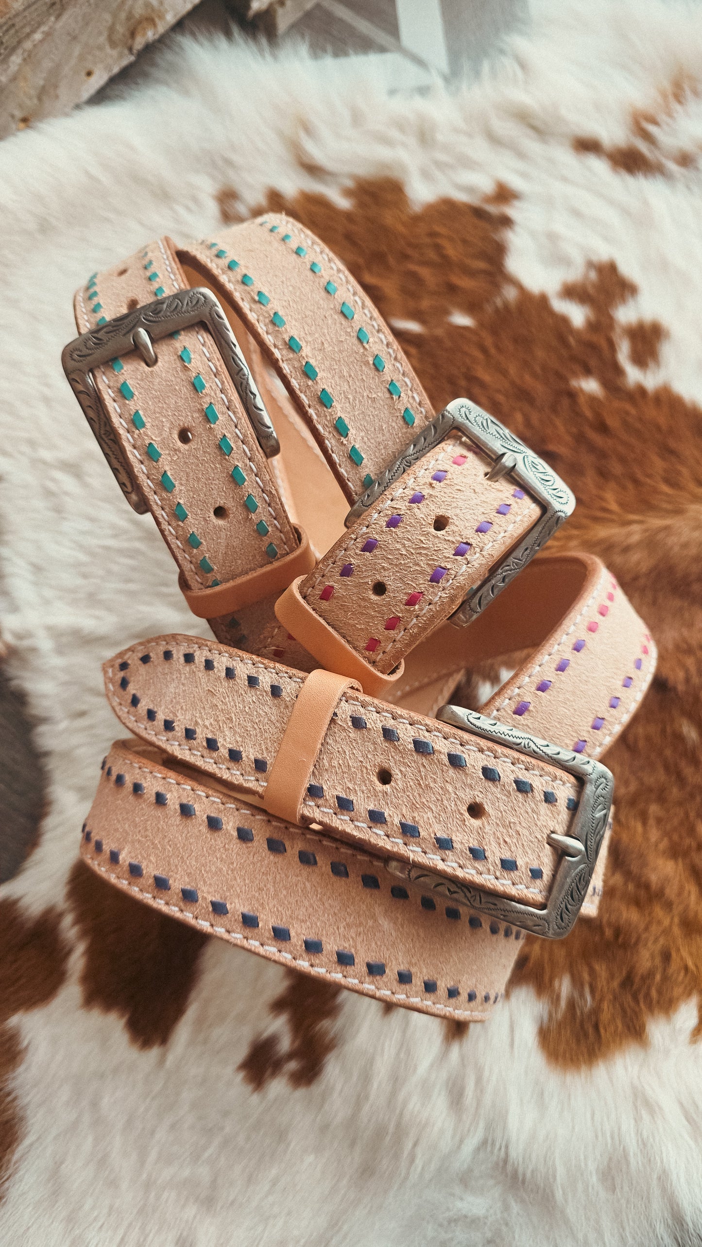 Rough out Buck stitch Belts
