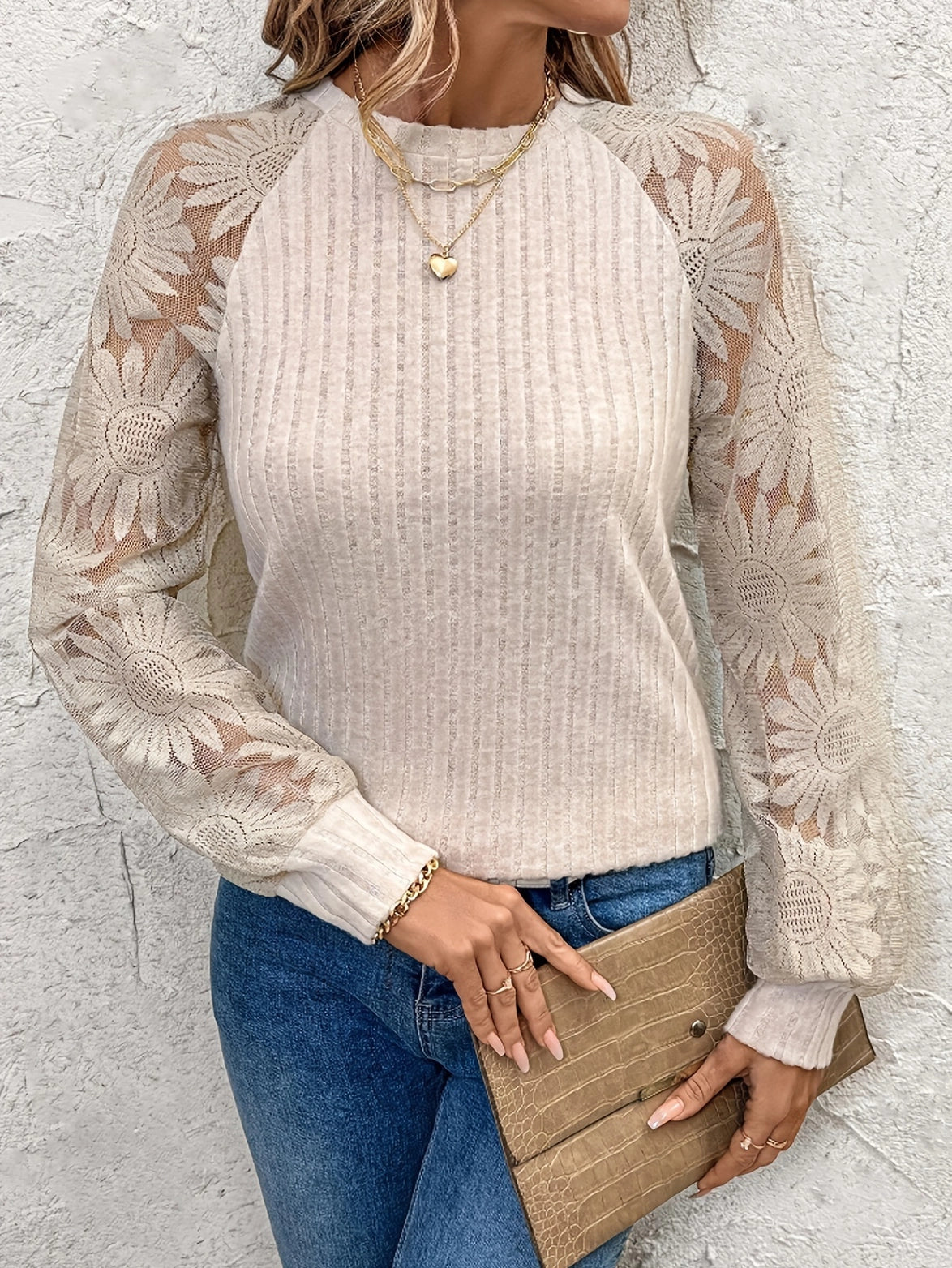 Sheer Daisy Sleeve Sweater