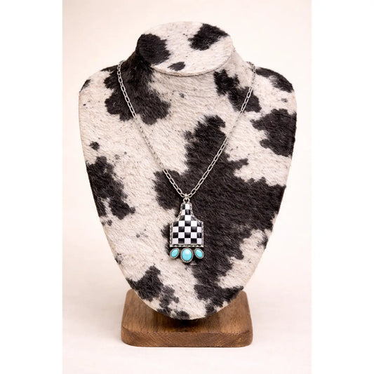 Checker Ear tag Pendant