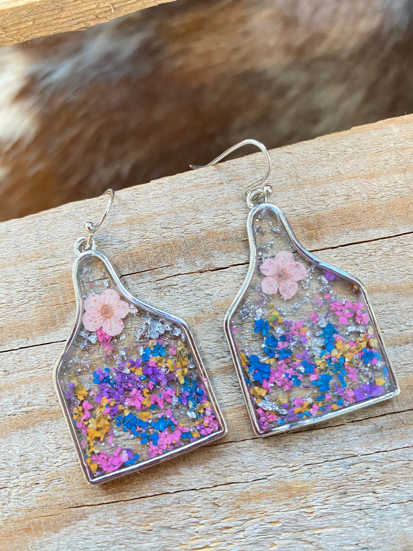 Floral Ear tag earrings