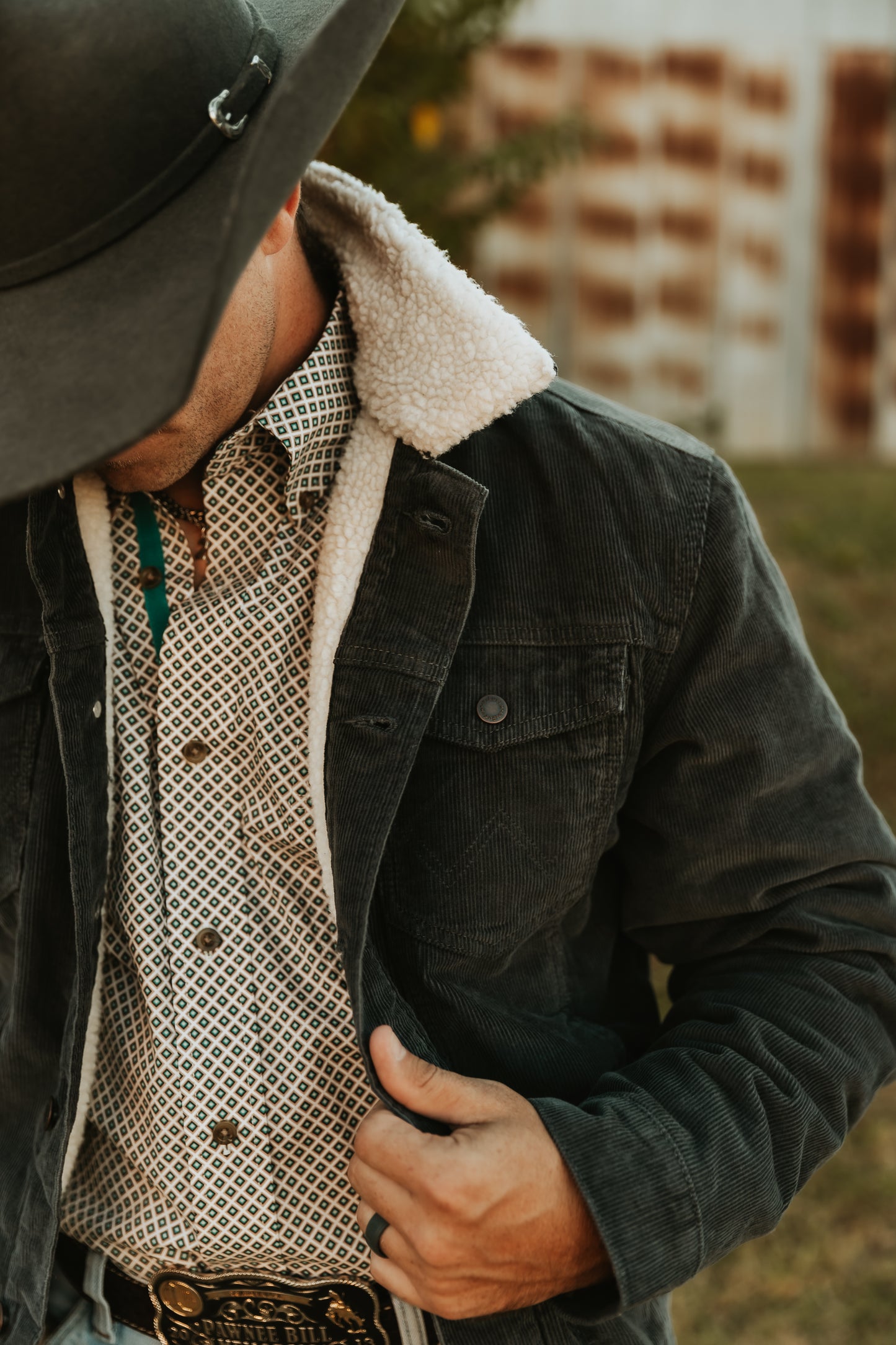 Cowpoke Corduroy Coat - Sherpa Lined - Rustic Stone