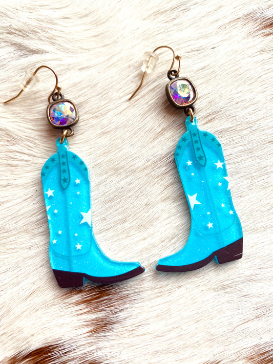 Turquoise boot earrings