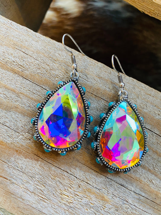 Tear drop earrings w/ turquoise stones