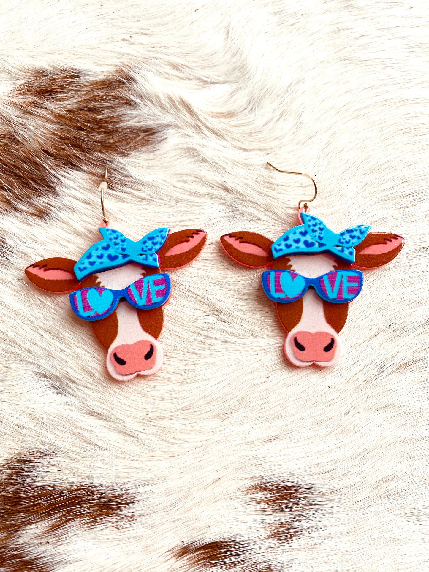 Acrylic cow head earrings