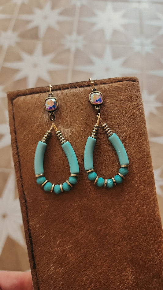 Turquoise Tear Drop Earrings w/ stone