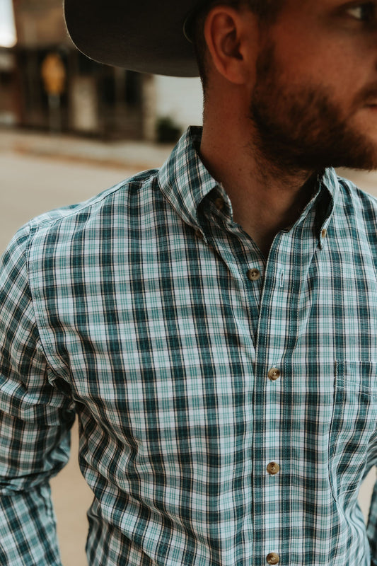 Blue Plaid Riata Wrangler button up