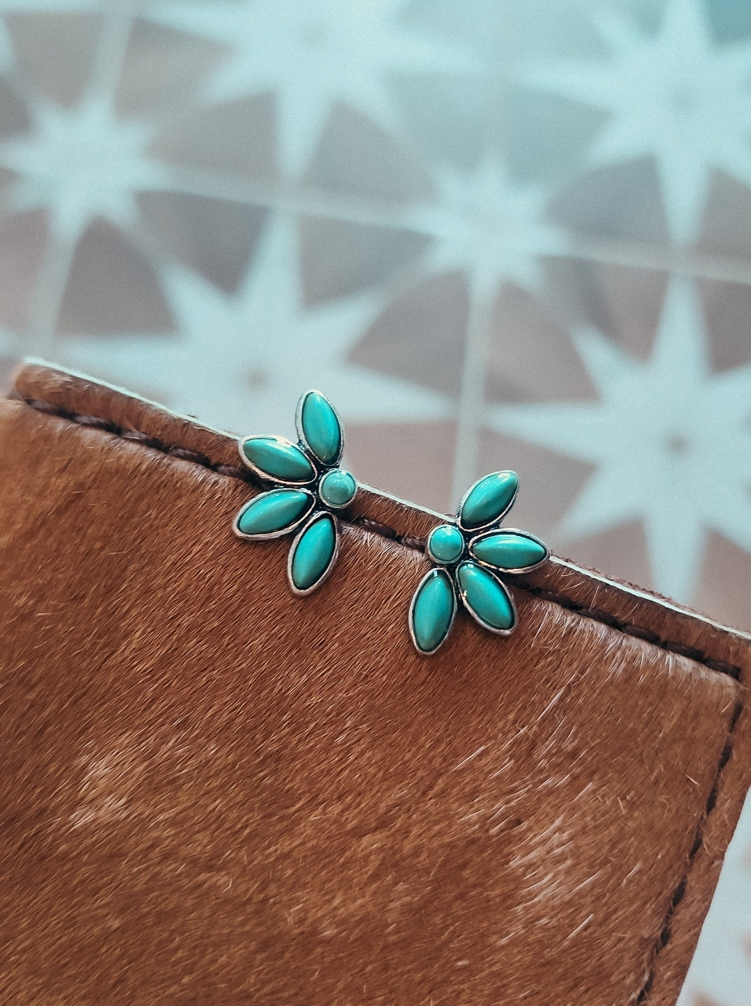 Turquoise floral cluster earrings