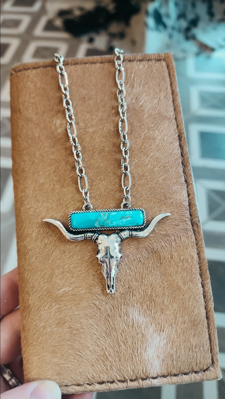 Turquoise Bar/ Longhorn Necklace