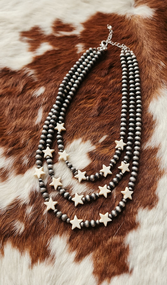 Star Spangled Navajo Pearls- White