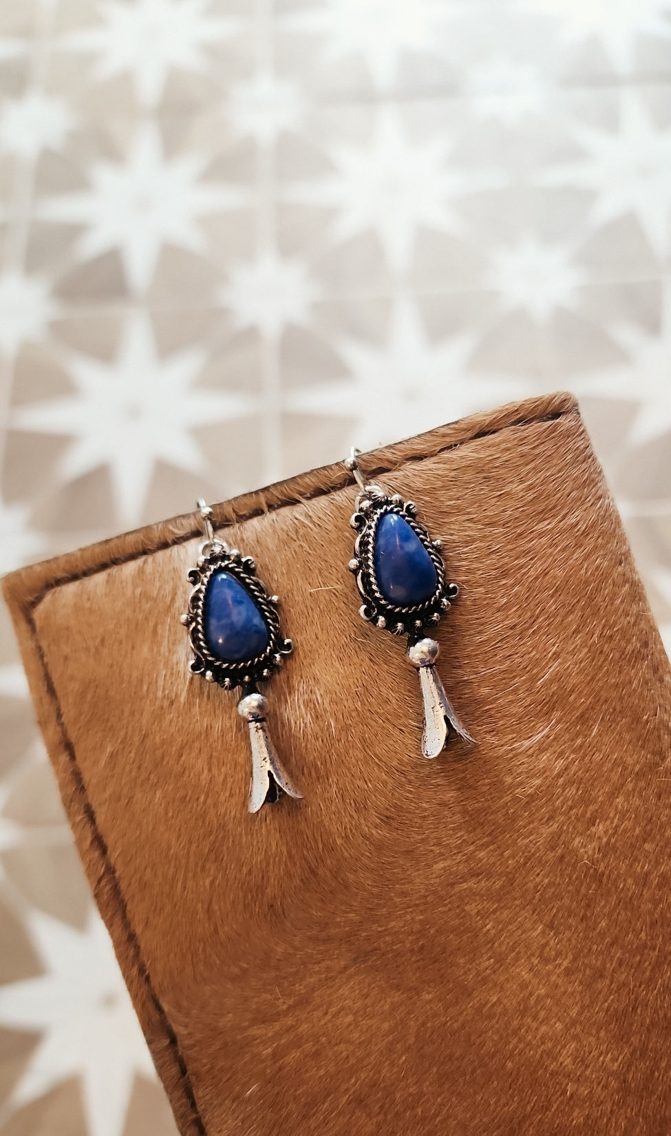 Blue Squash Blossom Earrings