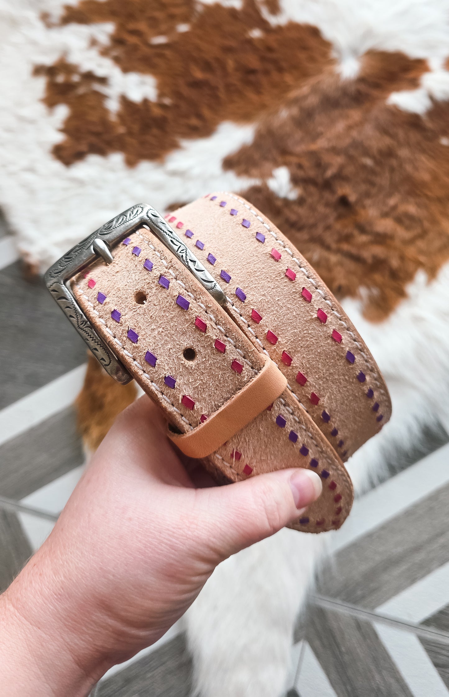 Rough out Buck stitch Belts