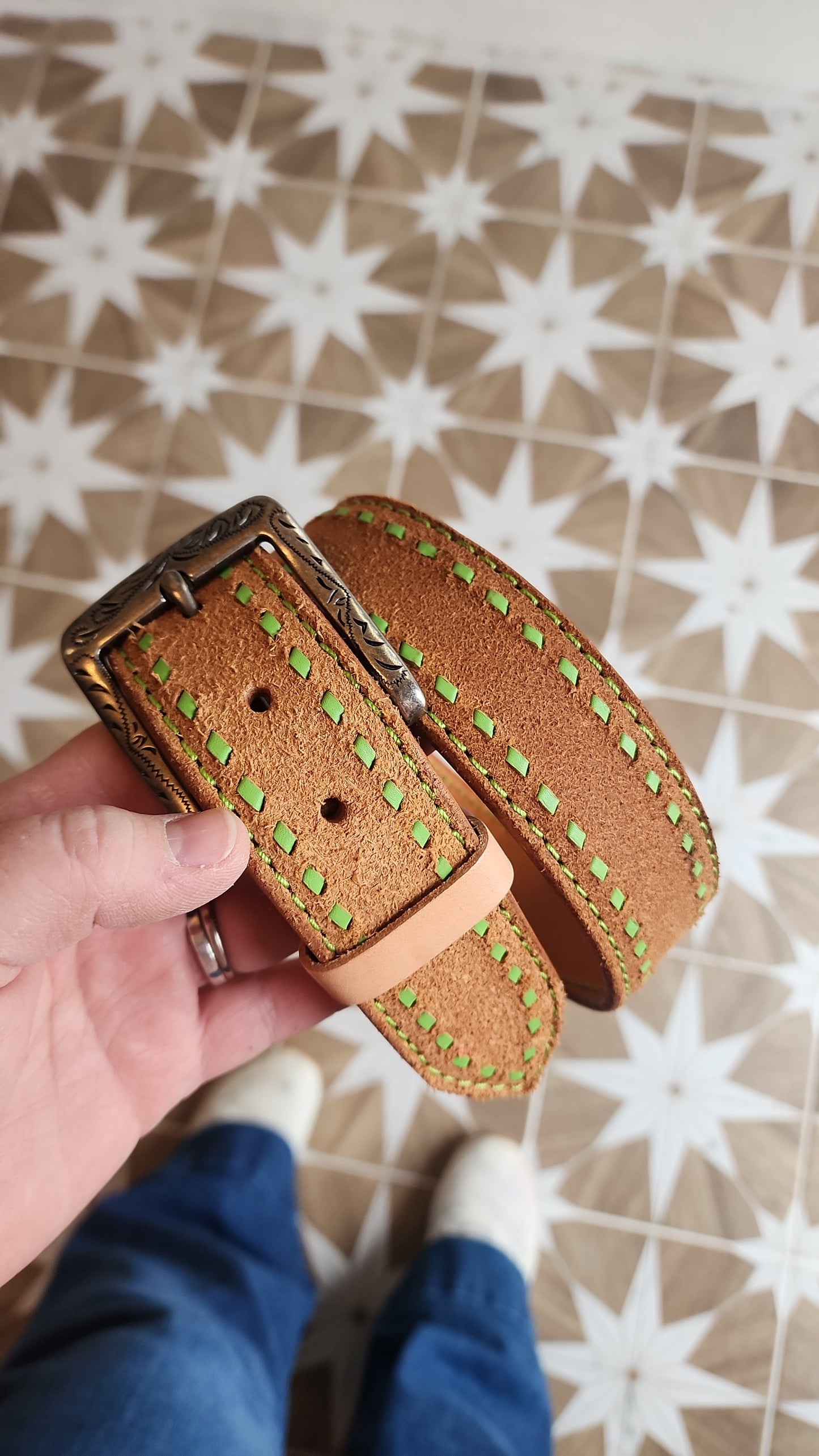 Rough out Buck stitch Belts