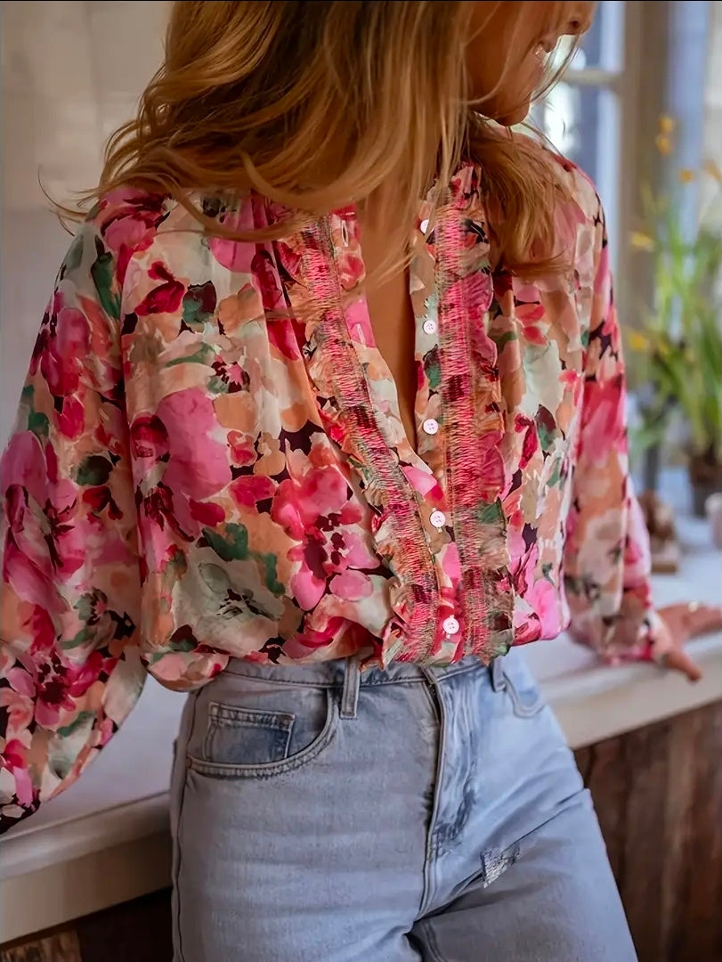 Floral Ruffle Blouse