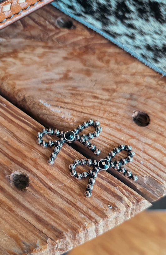 Bow Earrings- Black
