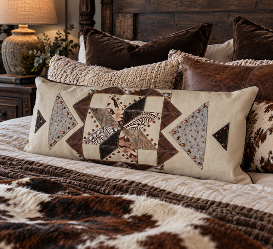 Ivory Star Quilt Lumbar Pillow