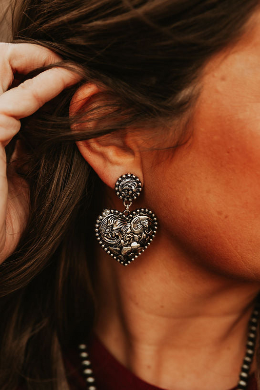 Engraved Heart Earrings