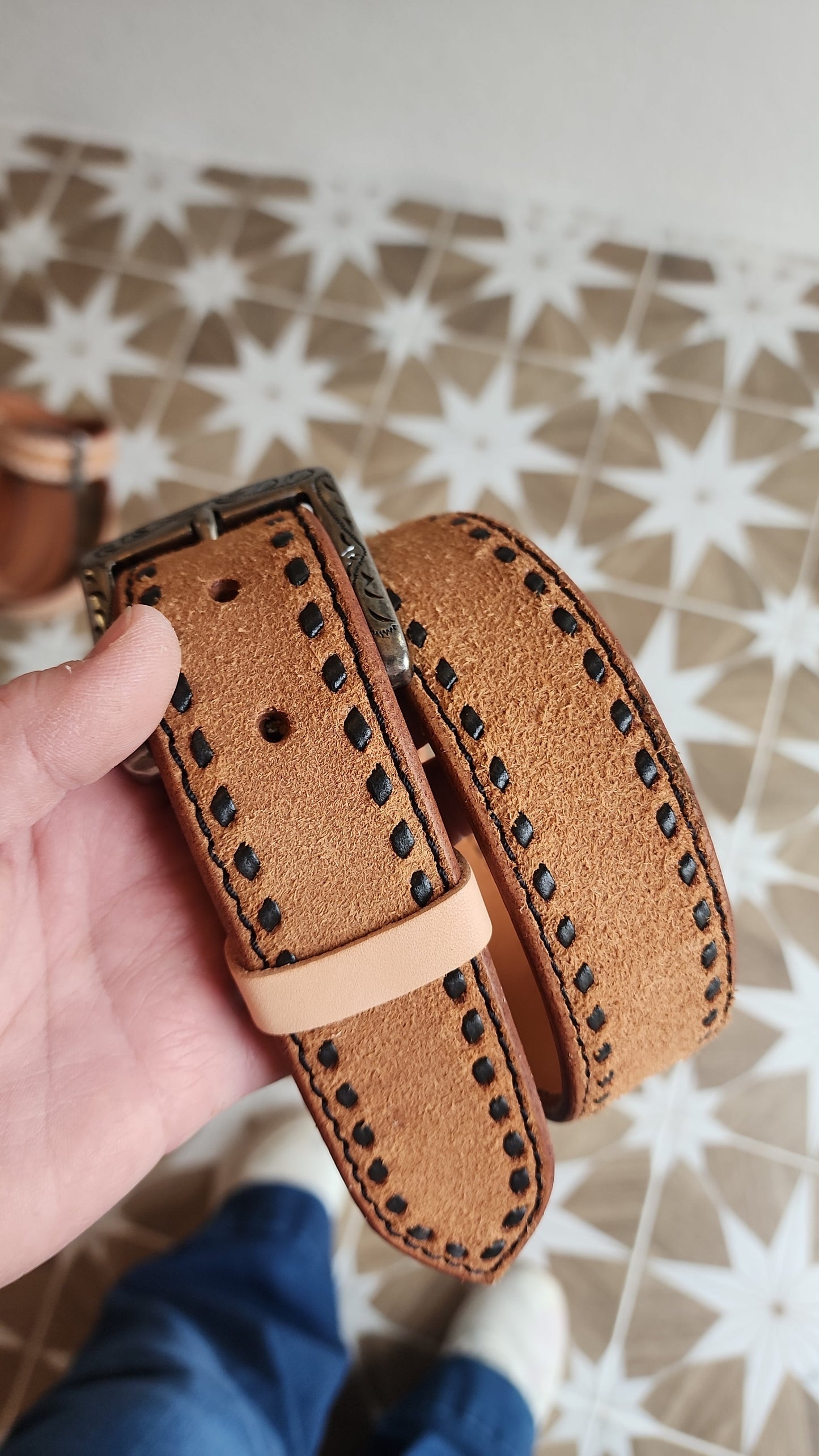 Rough out Buck stitch Belts