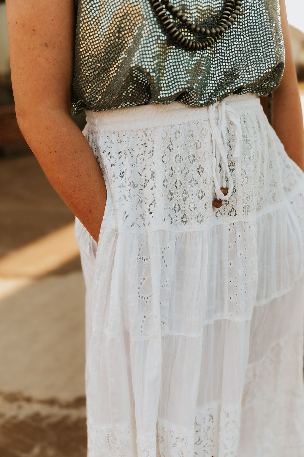 White lace skirt
