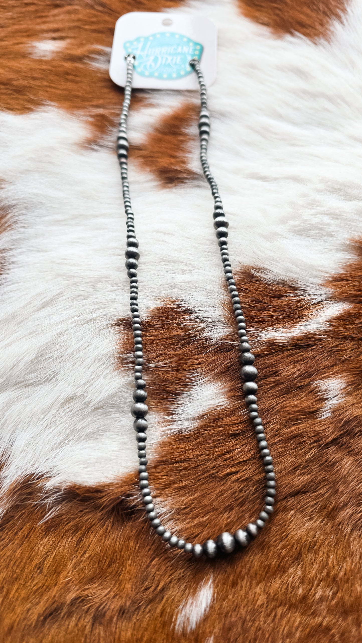 Thin Navajo Pearl Necklace- Silver