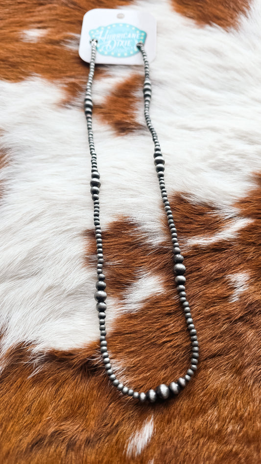 Thin Navajo Pearl Necklace- Silver