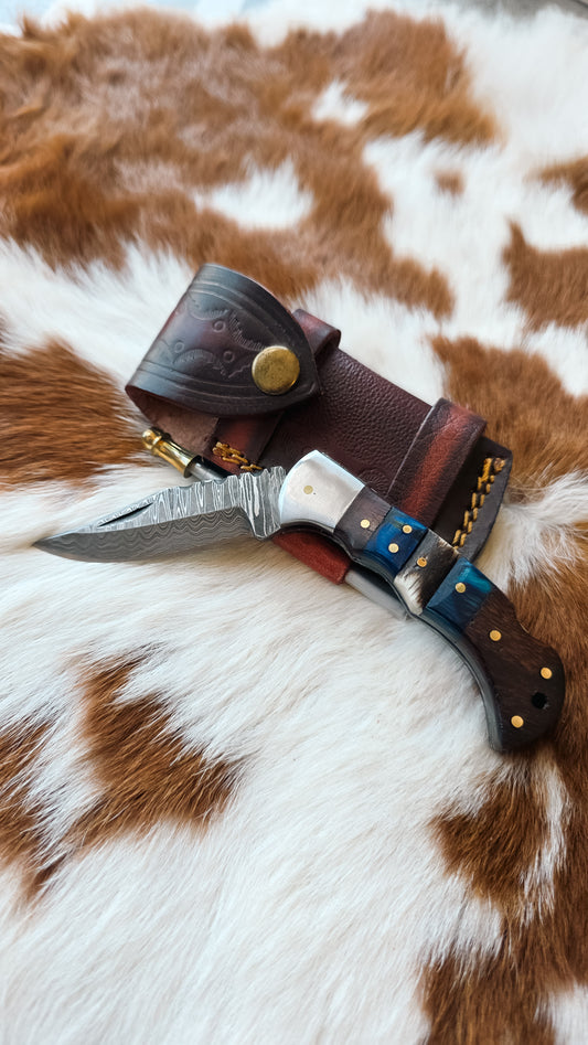 Blue Walnut Folding Knife