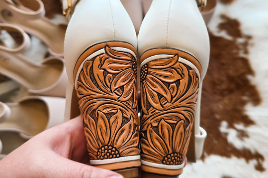 Tooled Heels- 4"  Nude