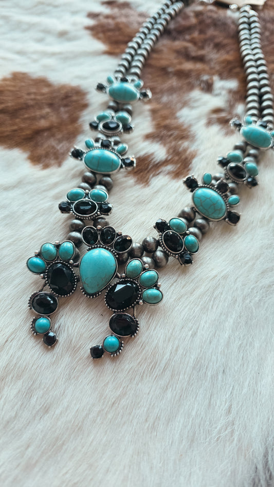 Squash Blossom Turquoise/ Black