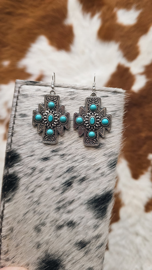 Aztec Cross Dangle Earrings
