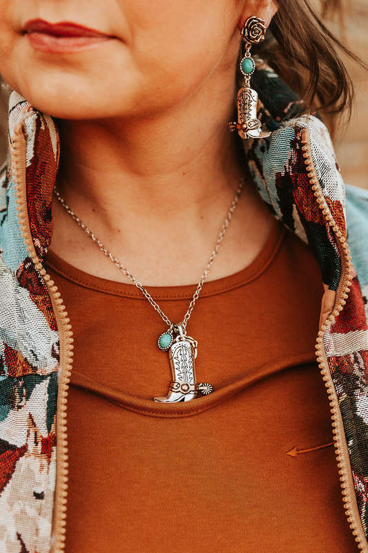 Boots & Roses Necklace