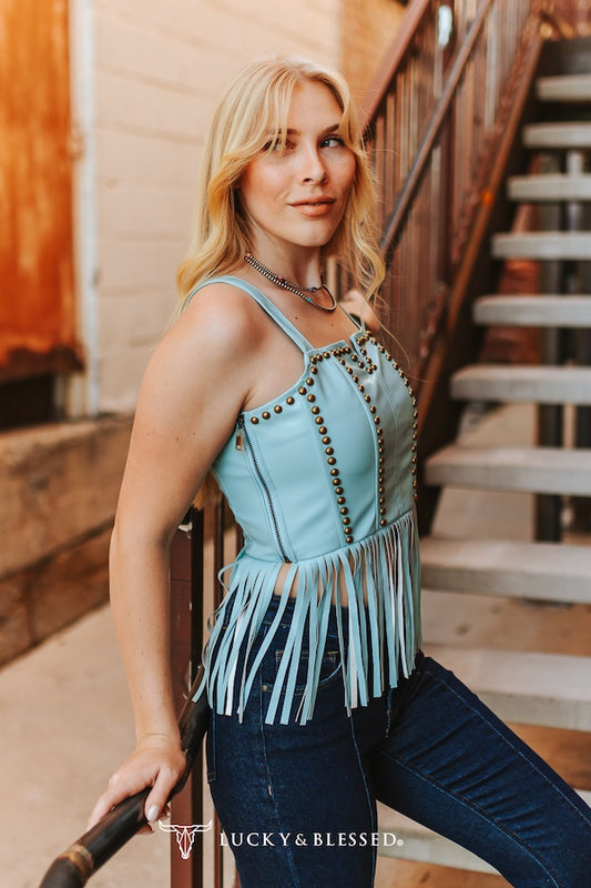 Blue Fringe top