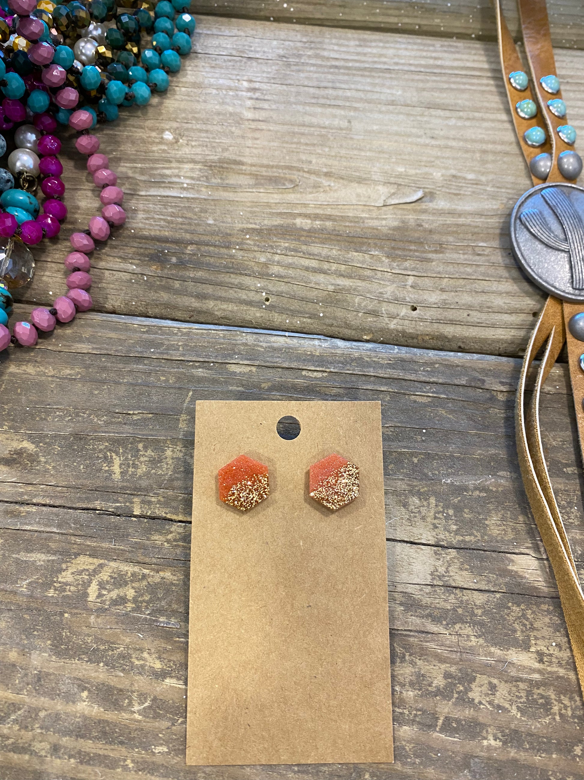 Glitter earrings Hurricane Dixie Leather