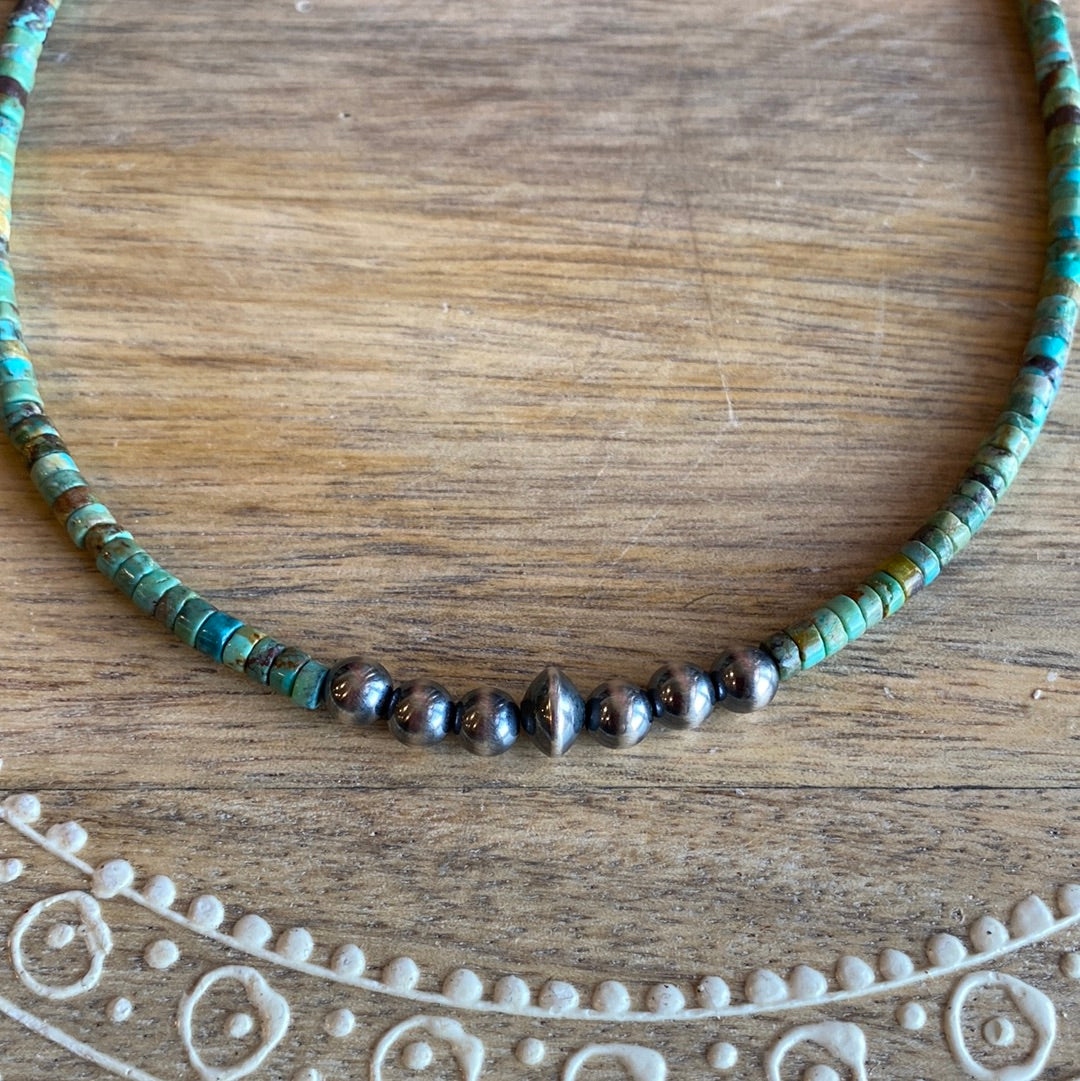 Turquoise choker w/ Navajo pearls