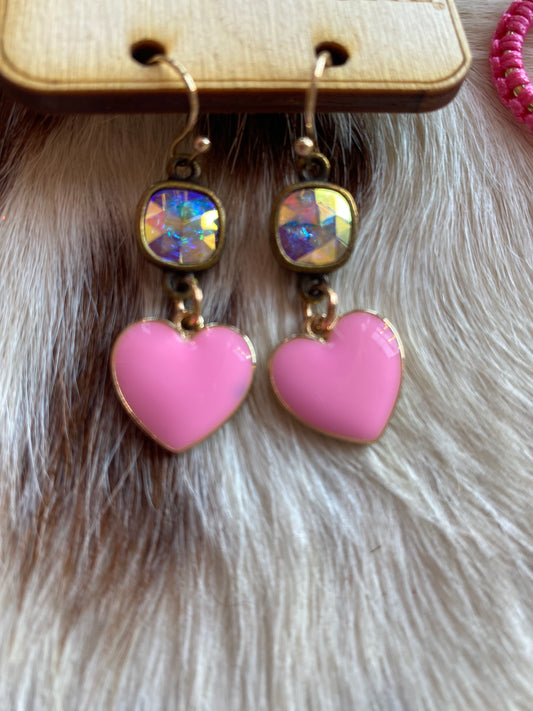 Pink heart earrings