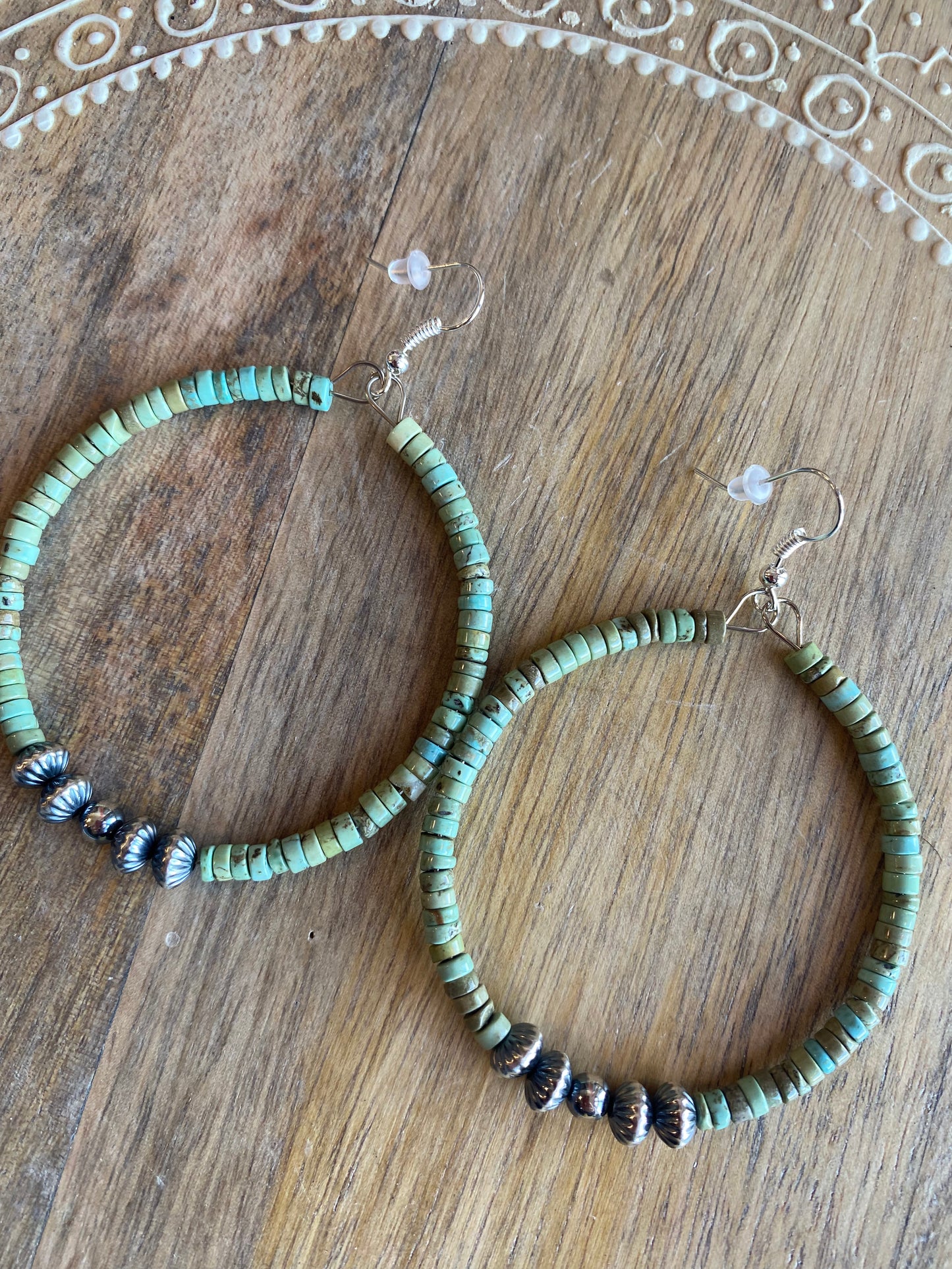 Turquoise and Navajo hoop earrings